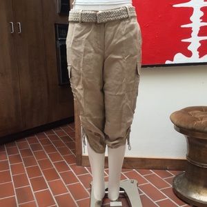 Gianni Bini linen cargo style knee length pant 10